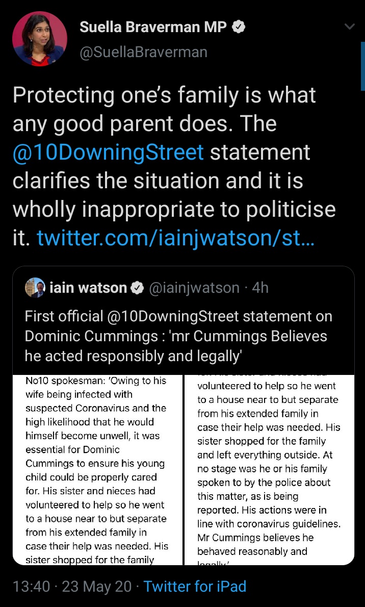 Suella Braverman, a former practicing Barrister & current Attorney General, appears to be yet and member of the government who doesn't understand the laws that they enacted. #DominicCummingsMustGo  #SackDominicCummings  #SackCummings  #DominicGoings #CummingsGoings  #CummingsMustGo