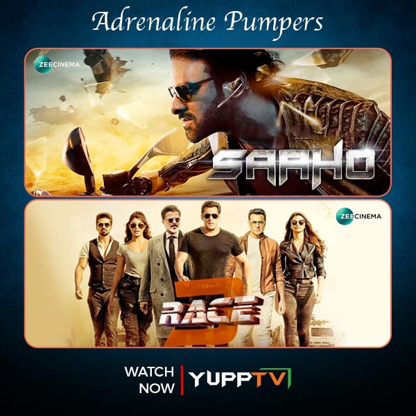 yupptv's tweet photo. #ActionWeekends Watch action thrillers - #Prabhas & @ShraddhaKapoor 's #Saaho and @BeingSalmanKhan & @AnilKapoor 's #Race3 now on Catch-up of @zeecinema at https://t.co/HWrFKv4NIA #YuppTVAPAC #YuppTVMidEast https://t.co/70Mbdq1R1X
