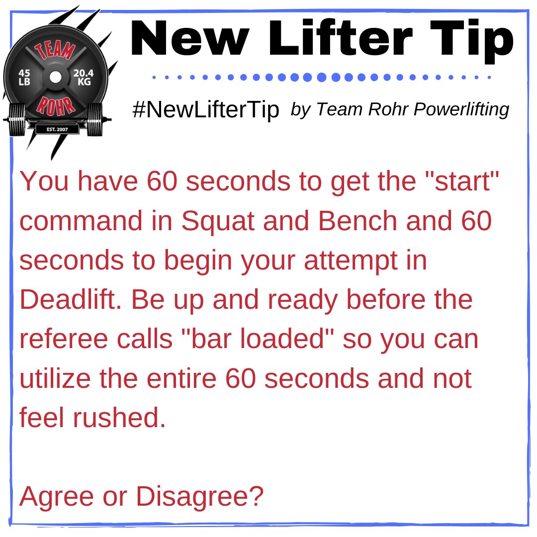 TeamRohr's tweet photo. Today's #NewLifterTip from Team Rohr Powerlifting⁣⁣⠀
⁣⁣⠀
#teamrohr #usapowerlifting #usapl #usaplga #teamrohrpowerlifting #rawpowerlifting #equippedpowerlifting #singleply #squat #benchpress #Powerlifting101 #gymlife #squatbenchdeadlift #powerliftingcoach https://t.co/DchrJaseSm