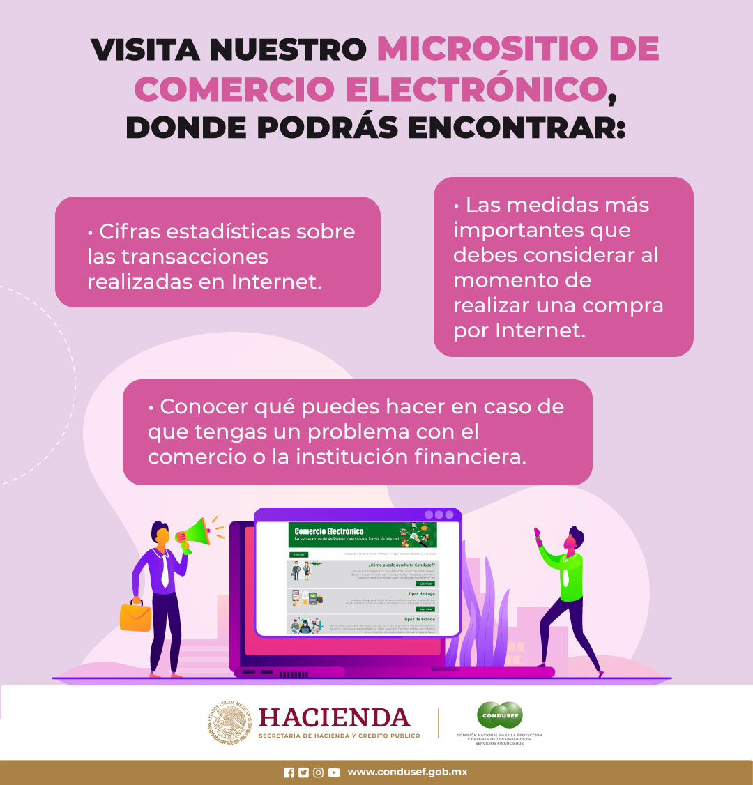CondusefMX's tweet photo. Si vas a realizar compras en línea, es mejor estar bien informado y acatar las medidas de seguridad para tener una buena experiencia de compra. Consulta nuestro micrositio de #ComercioElectrónico:  https://t.co/CojVLIf7Ui https://t.co/kPBVLxf0bu