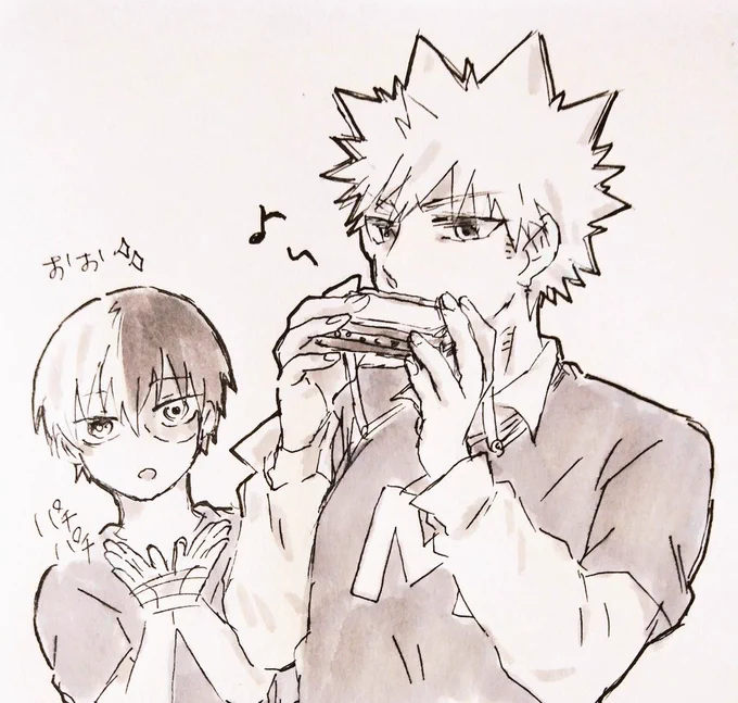 #爆轟版深夜の真剣60分一本勝負

お題:楽器

今回は一時間以内で描けました!でも絡みは全然無いです()
?は何でも上手に弾けそうだし?は人並みに下手な気がする、楽器は適当です、心の目で修正してください 