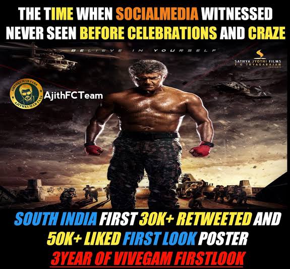 2)  #VivegamFL is the First Highest Retweeted First Look in the Twitter ... Current status :- 58K Likes and    35k + Retweets  #Valimai  #தமிழினதலஅஜித்