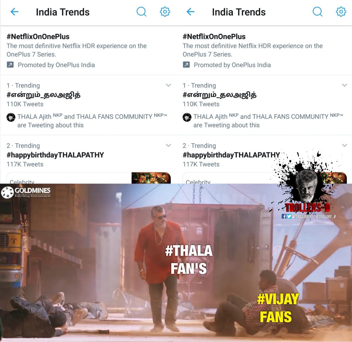 The Tag which we Trended on someone who named himself has competitor... HIS bday Tag 3.1M Tweets , Thala Fans normal Tag 2.1M Tweets .. Social media under the control of  #Thala Fans , During his birthday ..  #Valimai  #தமிழினதலஅஜித்