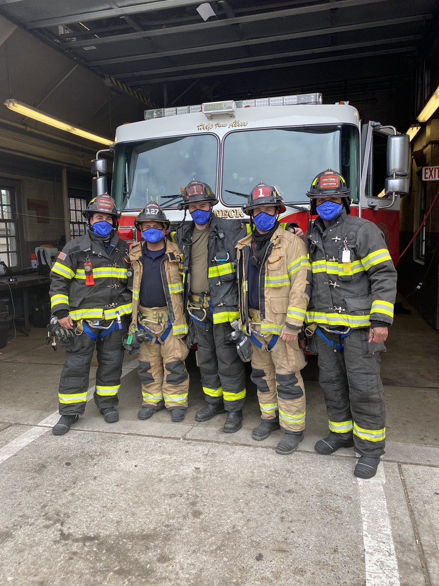 Members of the Third Platoon wearing their new face coverings from @conceptsad #teaneckfirefighters #fmbalocal42 #njfmba