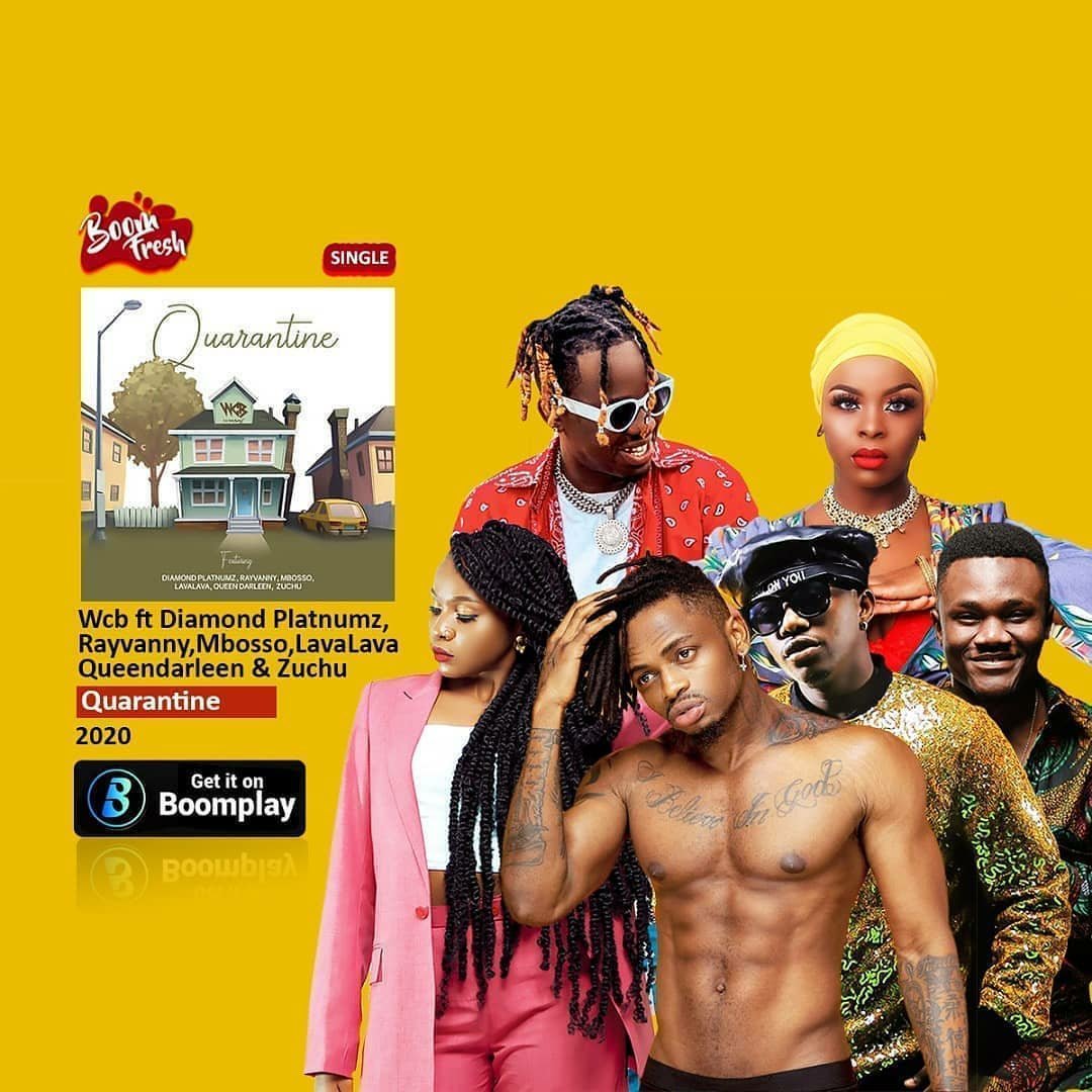 Get WCB Artist latest hit single titled "Quarantine" OUT NOW on <a href="/BoomplayMusic/">Boomplay Music</a> @BoomplayMusicTZ @BoomplayMusicKE @BoomplayMusicNG @BoomplayMusicGH 🔥🔥
#BoomFresh #Quarantine
<a href="/diamondplatnumz/">SIMBA..!🦁</a> x <a href="/Rayvanny/">CHUI🐯</a> x <a href="/mbosso_/">mbossokhan</a> x <a href="/iamlavalava/">Lava Lava</a> x <a href="/Queen_Darleen/">Queen Darleen</a> x <a href="/officialzuchu/">Zuchu</a> 
Cc <a href="/Sallam_SK/">-Mendez</a>