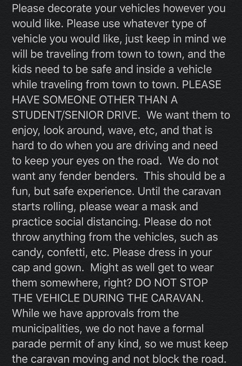 Seniors, please read this post regarding the graduation parade on 5/30!