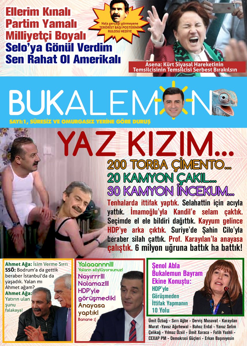 İsim babamız Devlet Beyimiz
Avrasya'da Perinçek'leyiz
Yürü ya Erdoğan Reyiz
İki yüzlüleri böyle yeriz...

Fındık Kurdu Dergi Bukalemun ekiyle yayında!

#bayram ekini unutmayın!
#ramazanbayramı Kutlu Olsun...