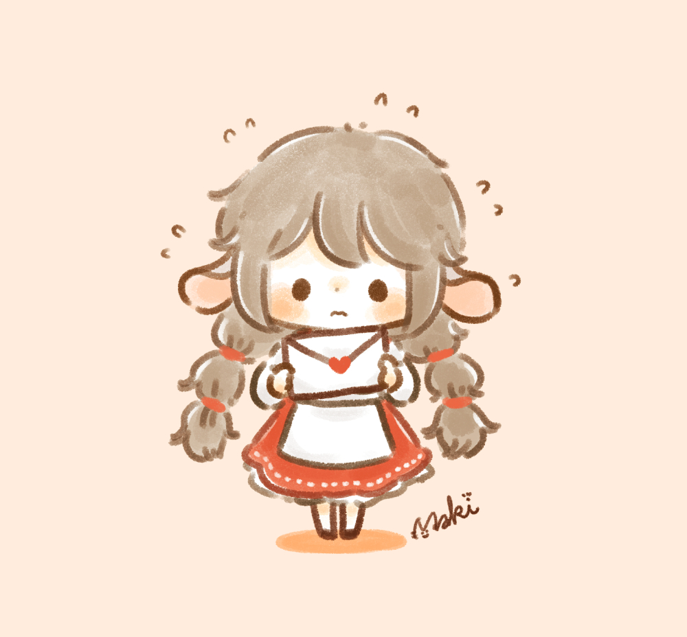 1girl solo animal ears brown hair chibi long hair dress  illustration images