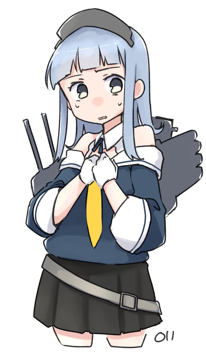 fletcher (kancolle) ,hatsukaze (kancolle) 1girl cosplay skirt solo yellow neckerchief blue hair gloves  illustration images