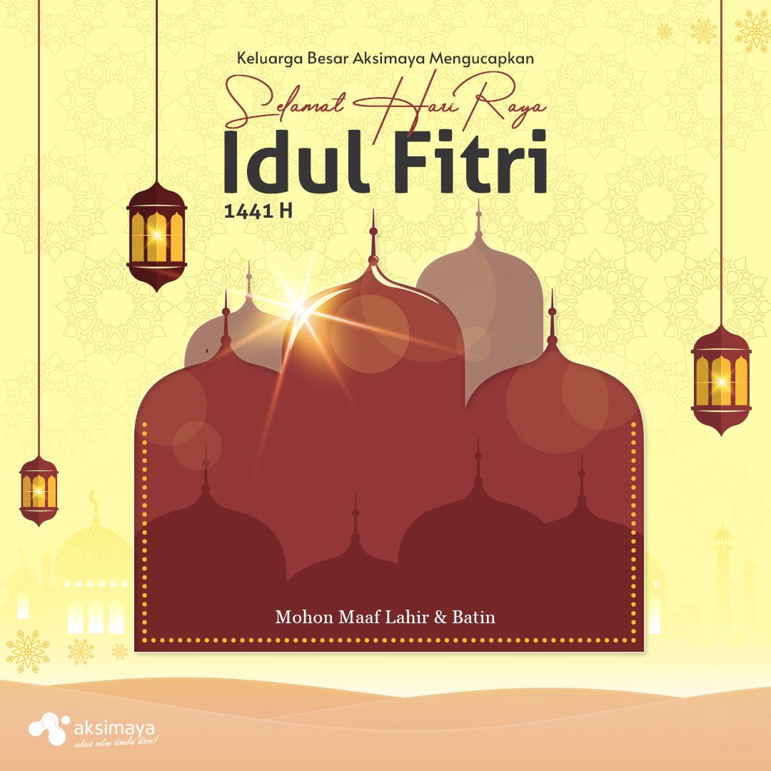 aksimaya's tweet photo. 🌴🌴🌴🌴🕌🌴🌴🌴🌴
Segenap keluarga besar Aksimaya mengucapkan

Selamat Hari Raya Idul Fitri
1 Syawal 1441 H
Mohon maaf lahir &amp; batin 

Taqabbalallahu minnaa wa minkun. (Semoga Allah menerima amal kami dan amal kalian)

#Aksimaya #IdulFitri #1441H  #Syawal #Ramadhan https://t.co/3UkUteyxZz