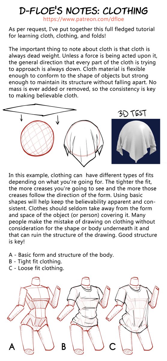 d_floe_'s tweet photo. Here's a little guide on cloth I put together on Patreon a while back. Hopefully this helps you guys grow a better understanding of how clothing works! https://t.co/xCXf0oe5IL