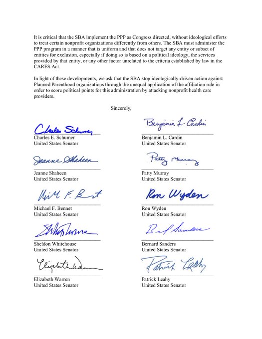 Page 2 of the letter to Administrator Carranza and Secretary Mnuchin.