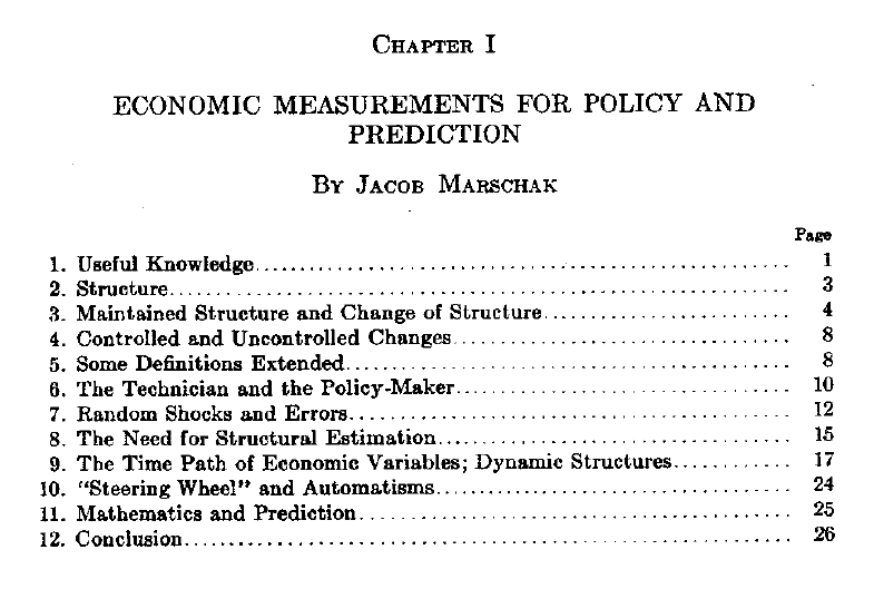 11/n Seminar was where all of them presented contributions to underlying Keynesian theory & estimation techniques for simultaneous equations models, which Marschak reframed as providing foundations of rational economic policy when he became Cowles director at Chicago in 1943-47