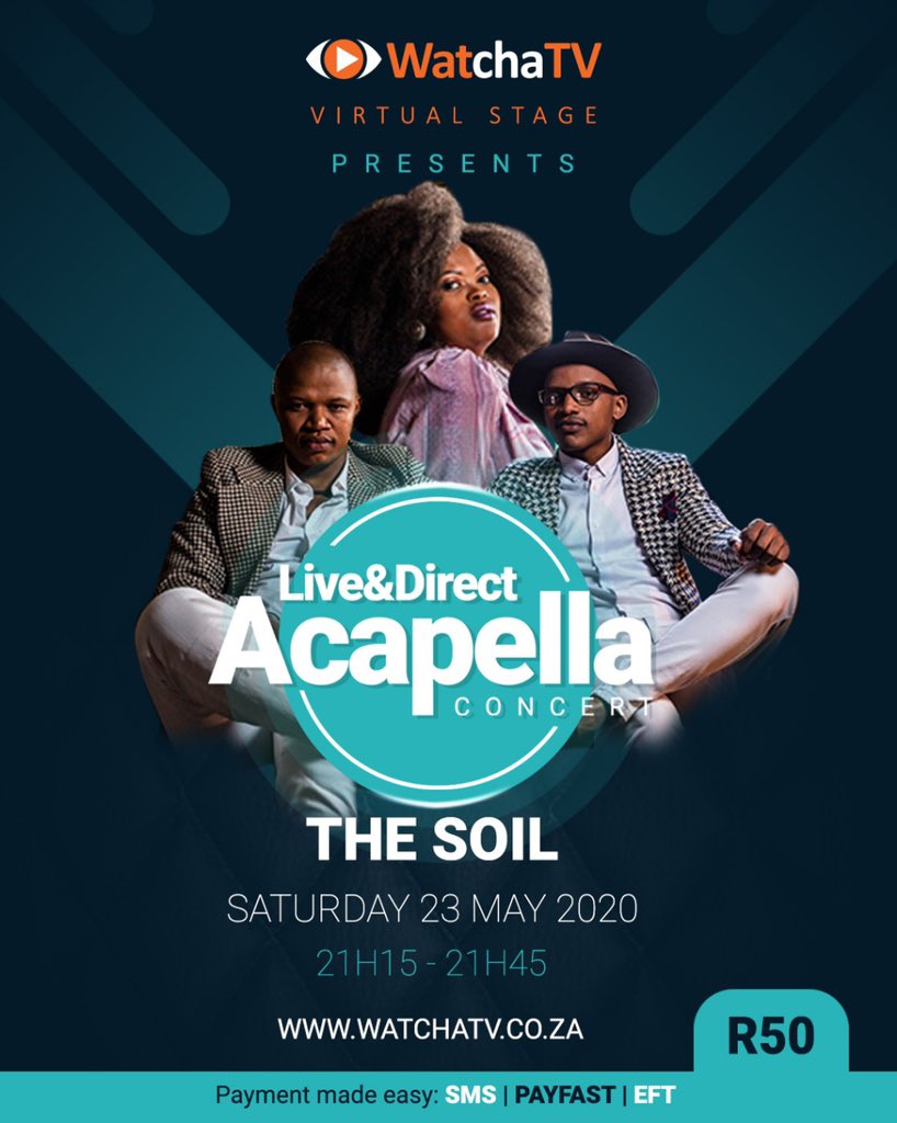 NtsikaMusic's tweet photo. COUNTING DOWN HOURS NOW FAM🤩❤️🙏🏾🙌🏾🔥🚀.
Catch us LIVE for only R50 TONIGHT on #WatchaTV at the comfort of your home. To buy your tickets, log onto https://t.co/gzpC9t0vri, register & follow the easy steps OR SMS Watcha to 42030.
#StayHome
#AtHomeWithTheSoil https://t.co/wY9CK5mOKQ