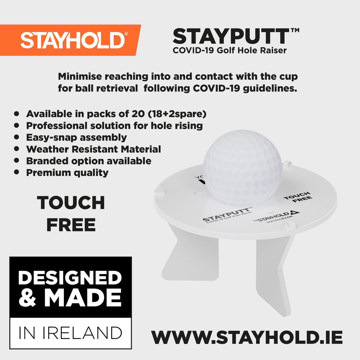 stayhold_global's tweet photo. STAYPUTT™ is a Hole Riser for reducing the depth of the golf hole to minimise contact with the cup for ball retrieval following COVID-19 guidelines. https://t.co/ciV23QLzuz https://t.co/28qZSj58la