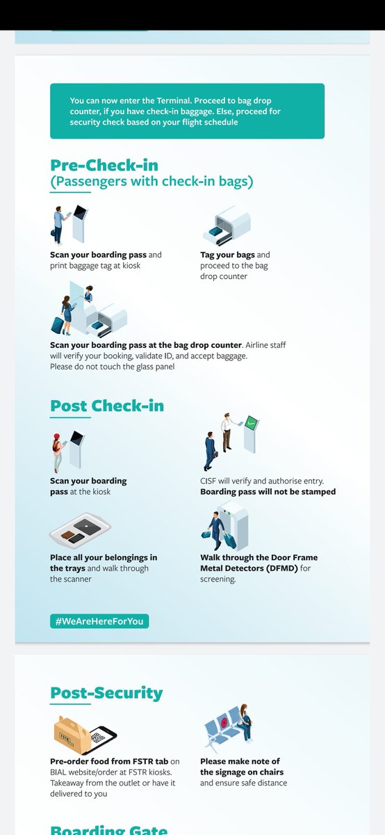chandrarsrikant's tweet image. Very useful infographic by Bengaluru Airport on how the passenger journey will change 
-Before you fly 
-Airport pre-entry 
-Pre-check in, post check-in
-Post security 
-Boarding gates 
-Arrival 
@BLRAirport @kempegowda_air 
#COVIDー19 #airtravel