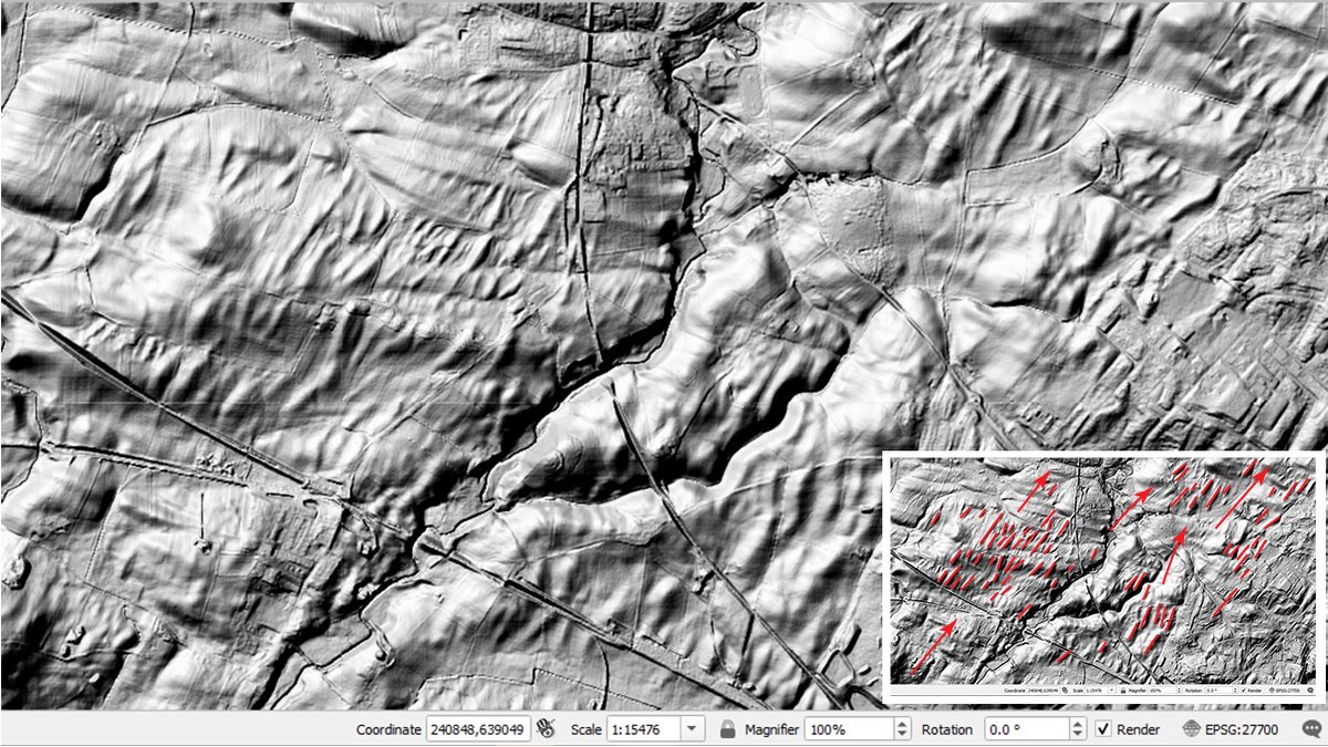 Around 11,500 years ago the North of Britain emerged from the last glaciation. The ice had covered almost the whole of N. Britain and scraped the land clean of signs of earlier human occupation. Here, short, narrow drumlins align showing the path of the ice. 2/34