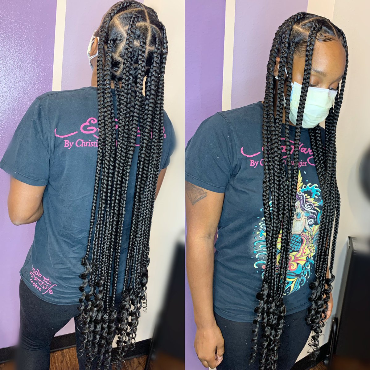 Jumbo Knotless Box Braids With Curly Ends