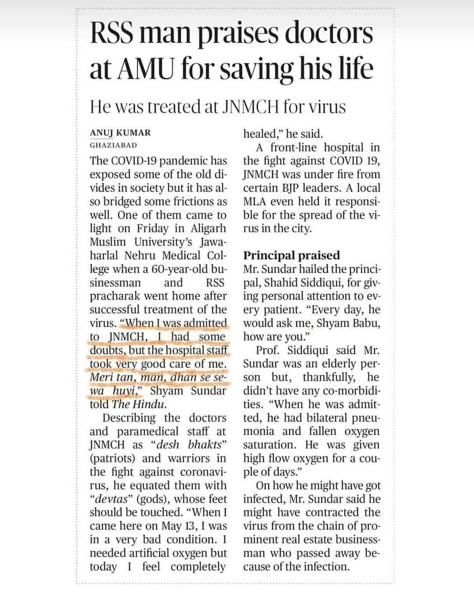 MarghoobMohsin's tweet photo. The Doctors of AMU took very good care of me, says the RSS Man.
#MuslimSaviours #MuslimSaviour https://t.co/tMeVT5hLzt