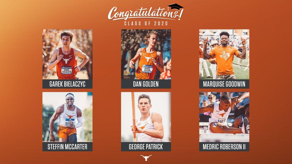 TexasTFXC's tweet photo. Six of Texas' best. Go change the world, men! 🎓

#UTGrad20 | #HookEm 🤘 https://t.co/4Qhp5nVMPj