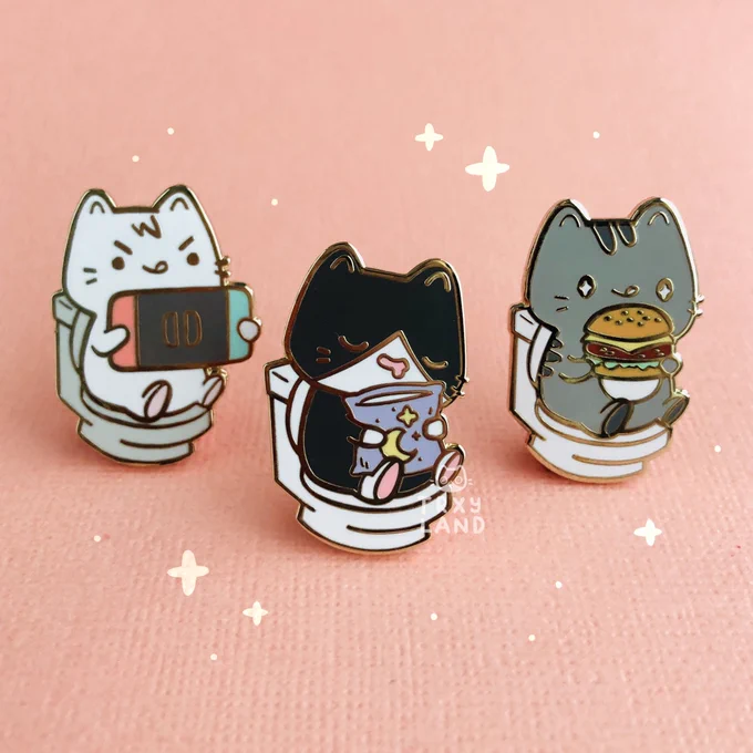 New pins &amp; washi are now available in my shop! ✨https://t.co/H5lVzOEUkm✨

? There are limited bundles available for the Toilet Kitties series 

? Non-launch items are 10% off for one week (until May 30)!

Happy shopping! RTs are much appreciated ☺️? 