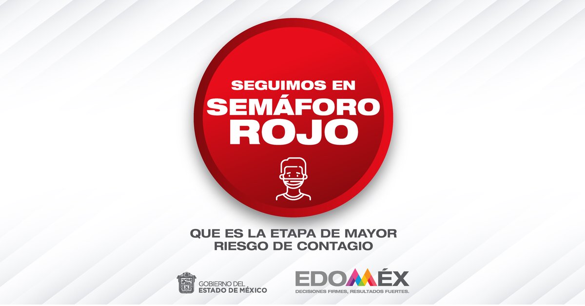 Huitzquillocan's tweet photo. ⚠️🚨 #EdoméxEnSemáforoRojo, nos encontramos en  la etapa de mayor riesgo de contagio y para reducirlo debemos seguir con las medidas de sana distancia, higiene y uso de cubrebocas.⚠️ https://t.co/aXuFbVgeVF