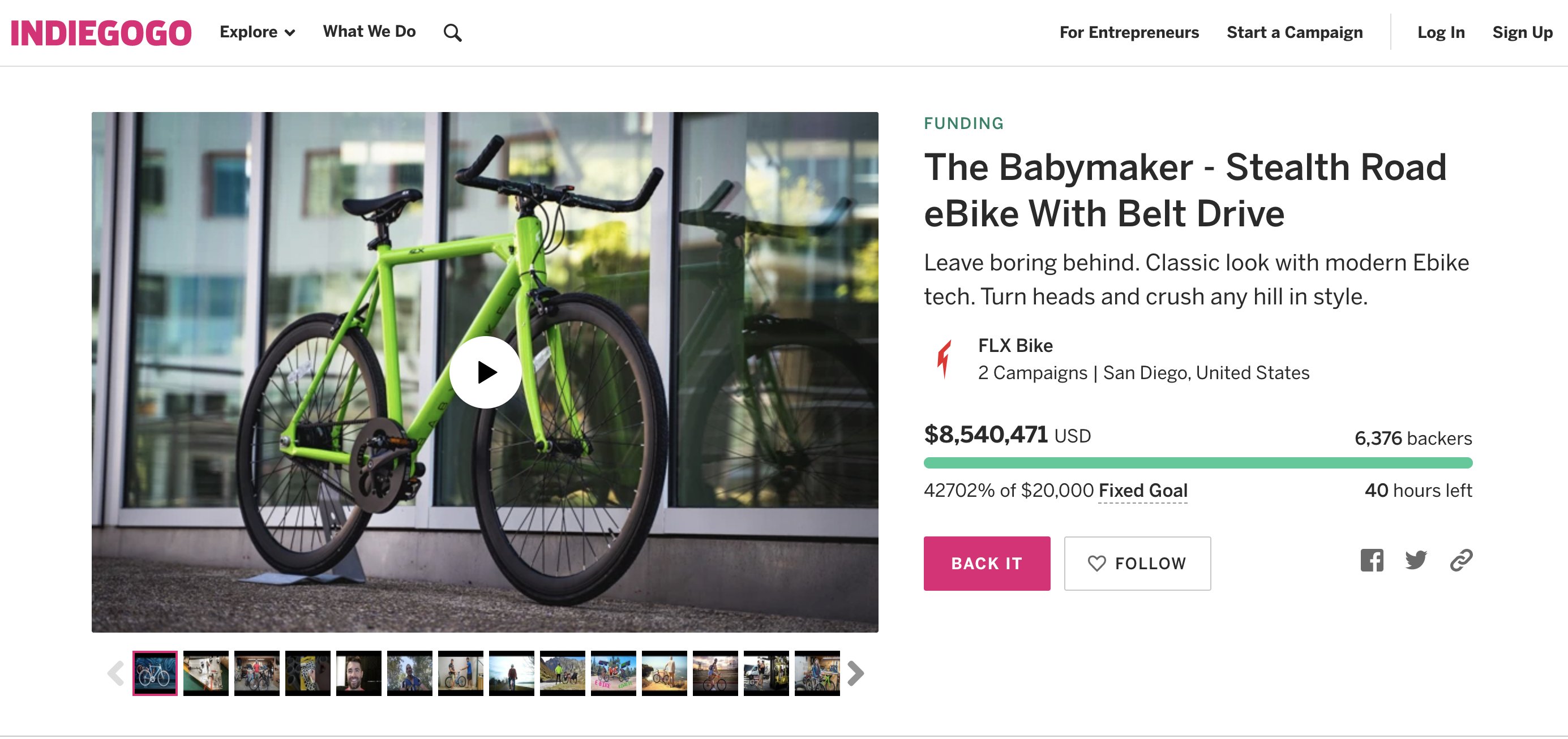 Flx bike on sale indiegogo