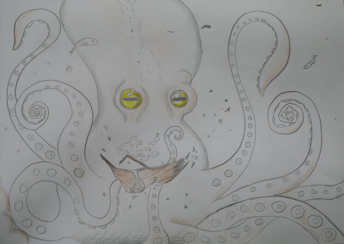 #Noelsartclub <a href="/noelfielding11/">noel fielding</a> Johann Morrison aged 11 - "Snackin' Kraken"