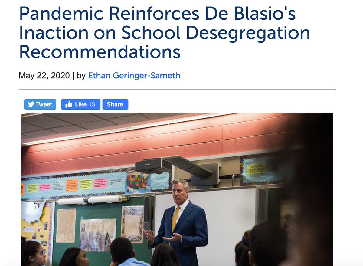 Groups like PAT & PLACE are impediments to school integration and equity, but ultimately they are playing by the rules set by city and school officials. The true opponent is  @NYCMayor and all of his predecessors who've catered to groups like PLACE for decades. (6/8)
