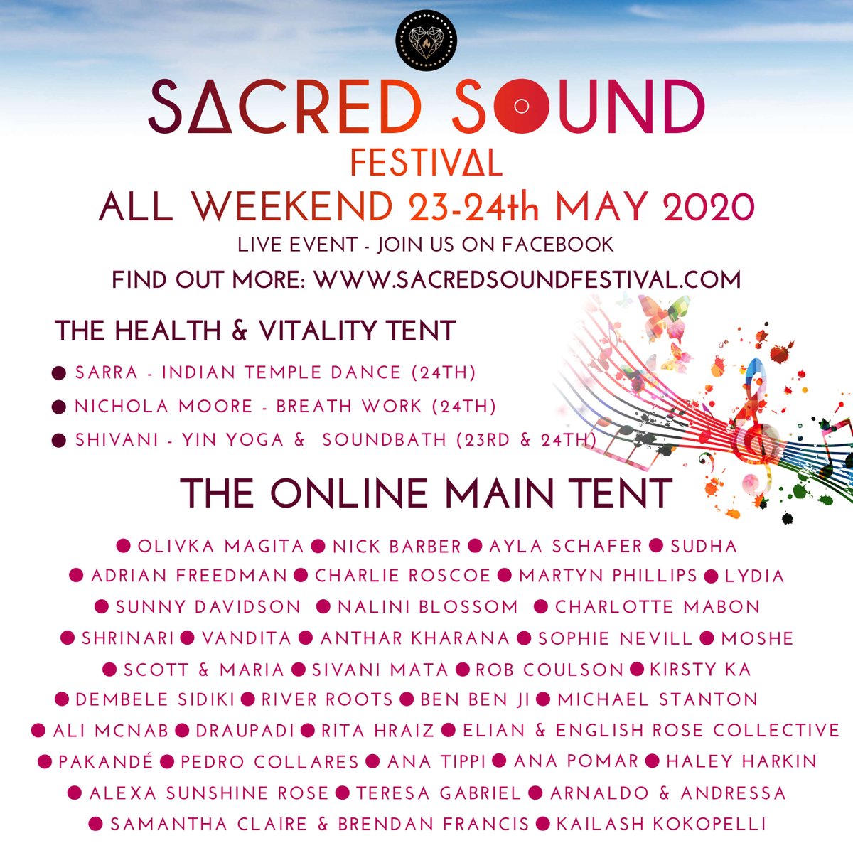sacredsoundfest's tweet photo. LIVE NOW 🙏💖 RAVI 💖 🙏

//Sacred Sound Festival// New Moon 23rd &amp; 24th May 2020
Online via Zoom, Facebook
https://t.co/rCbzsoNncM

DONATIONS CAN BE MADE TO: https://t.co/CTH9FOKaVM

#sacredsoundfestival #sacredsounds  #onlinefestival #healingmusic #medicinemusic https://t.co/R5b30YdXVb