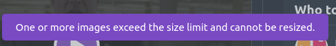 One or more images exceed the size limit and cannot be resized.