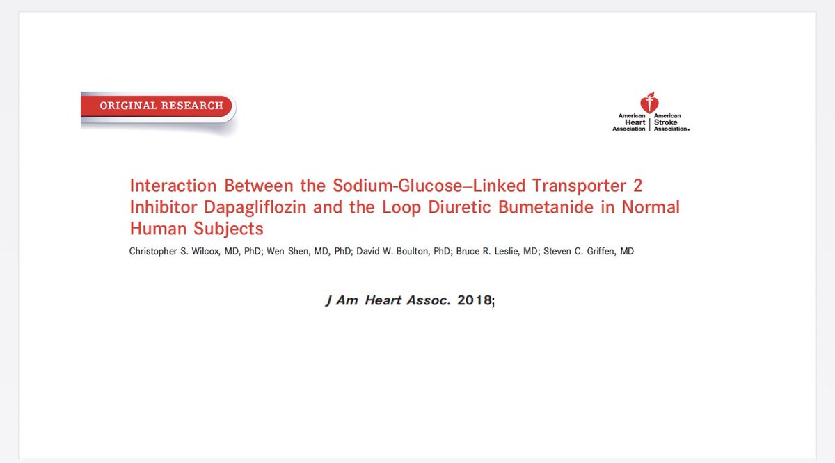 What happens when healthy subjects are given SGLT2i & Loop Diuretics?Randomized to Dapa or Bumex for 7 days7 days later everybody got both diuretics Bumex = 3-fold  natriuresisNatriuretic response was synergistic when both used together21/