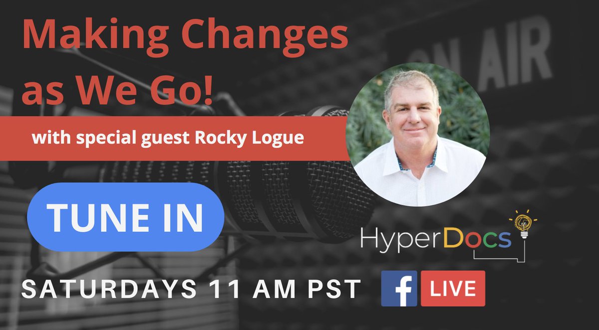 School is almost out, so let's reflect on emergency remote learning. Join us today at 11:00am PST to chat with @slogue89 - middle school history teacher/all around cool guy. What is working? What was most essential? How to make changes as you go!? bit.ly/hyperdocsfb