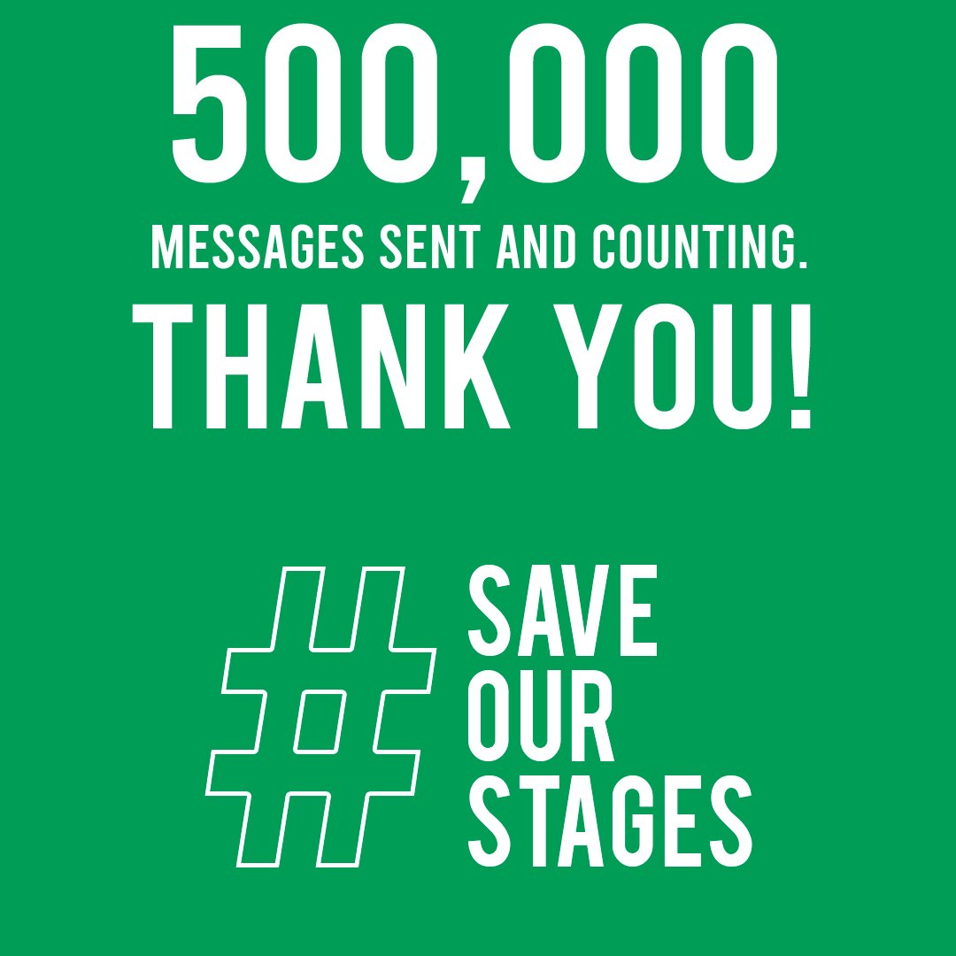 nivassoc's tweet photo. We would like to thank everyone who has contacted their local representative so far! 500,000 strong and counting. We still have work to do to #saveourstages #niva https://t.co/iKpbIZiUHB