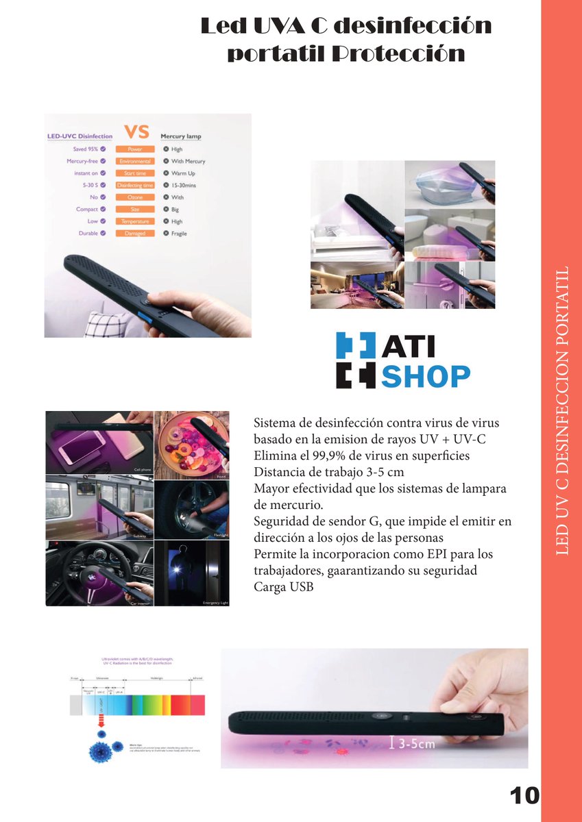 AtisystemShop's tweet image. Nuestro equipo LED portátil UVC se basa en la tecnologia usada para esterilizar en los quirofanos, la radiación UVC desinfecta cualquier superficie de bacterias y virus en 3 seg.
Se recarga mediante un puerto USB