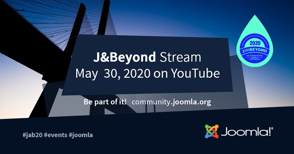J&amp;Beyond 2020 - an international Joomla conference on YouTube
Event Date: from 30 May 2020 
#JAB20 #Joomla #events #learning
jandbeyond.org
