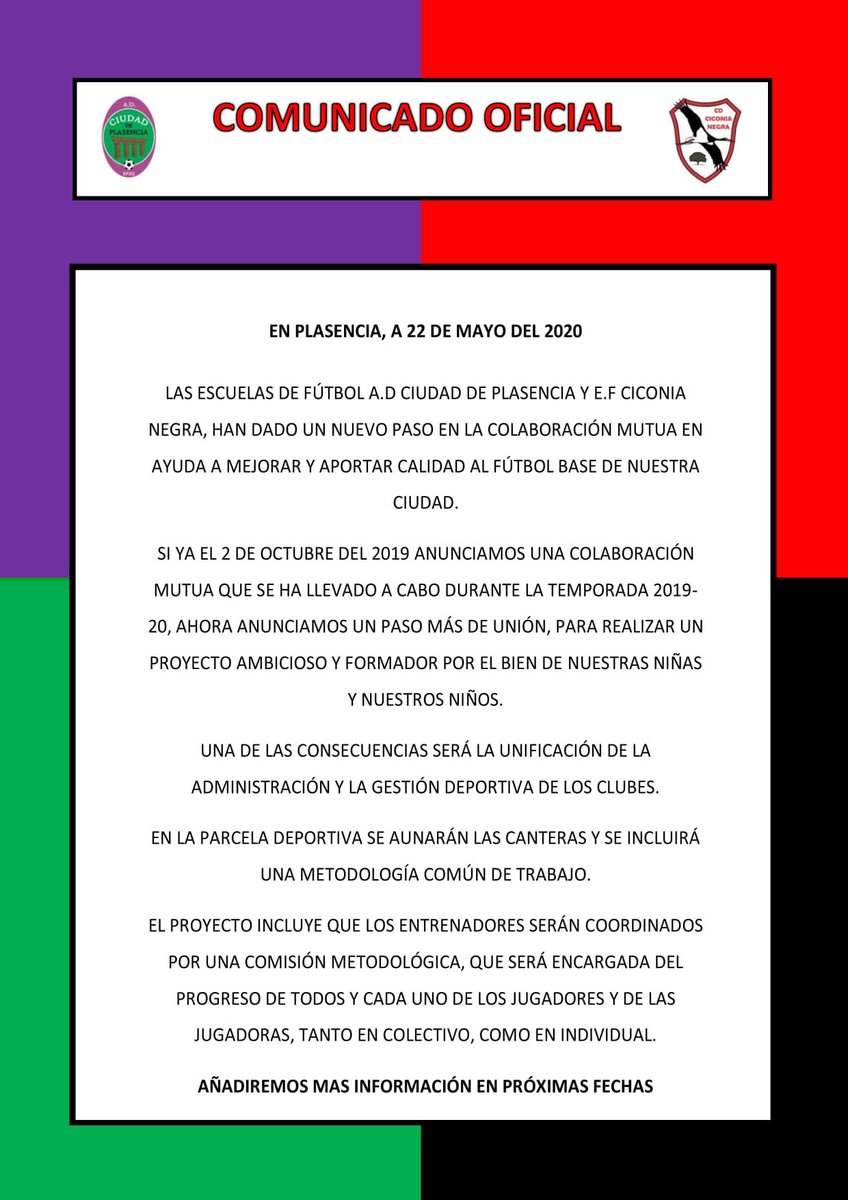 Comunicado Oficial EF Ciconia Negra.

#futbolbase 
#futbolfemenino 
#compañerismo 
#futbol 
#cantera