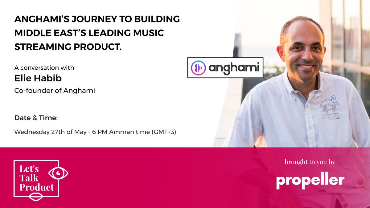 We're honored to have <a href="/eliehabib/"></a>, co-founder of <a href="/anghami/">Anghami</a>, join us this Wed on #LetsTalkProduct Webinar to talk about the early-days of building Anghami and what it takes to continuously enhance the #product to win the market.

Save your spot: lnkd.in/d-KxSpw