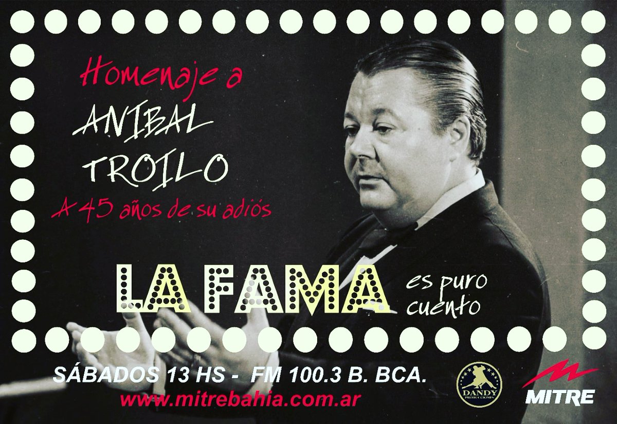 JALVALLE's tweet photo. La Fama es Puro Cuento, sábado desde las 13 hs, con la conducción de Gaby "La voz sensual del Tango" en
@MitreBahia
La columna de opinión de José Valle. #música #Gaby #tango #historia #radio #lafamaespurocuento #Gardel #BahíaBlanca #discepolin #Troilo https://t.co/5AfimmQ9Zo