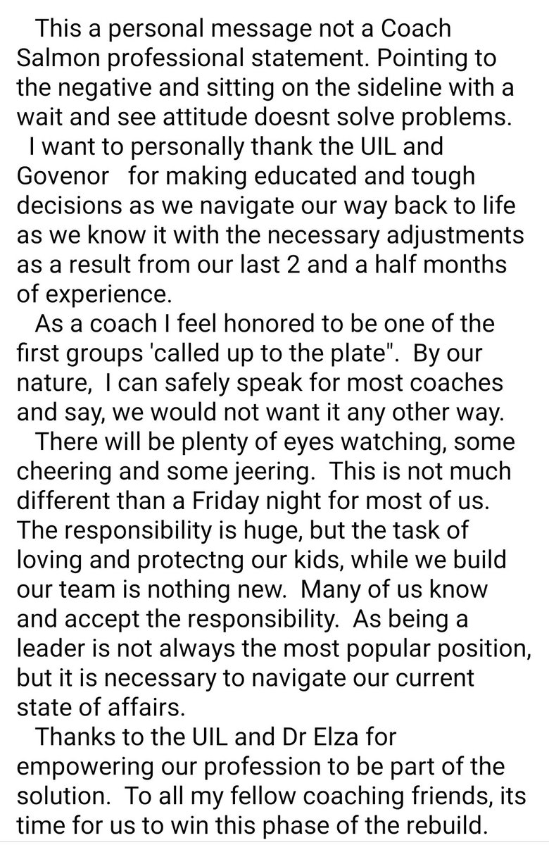ShawTurf_Salmon's tweet photo. Thanks to  @UIL_AD for calling our number.  Time to lead the way back https://t.co/BOepVkE2Mb