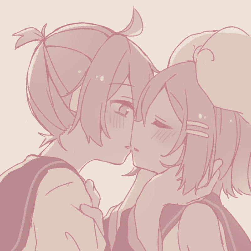 鏡音レン ,鏡音リン 「キス 」|さざなみのイラスト
