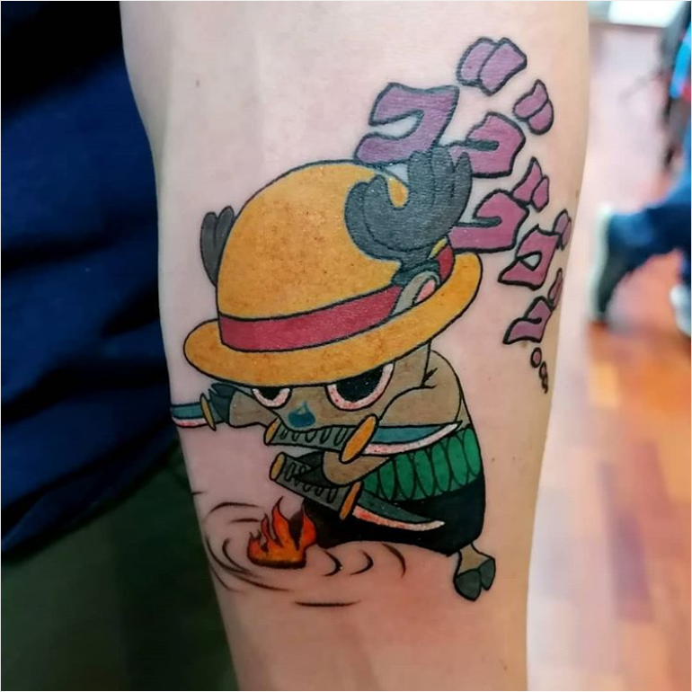 al_brown93's tweet photo. new tattoo, who dis?! can't wait to see how it looks when healed #tattoo #onepiece #JOJOsBizzareAdventure #MostAmbitiousCrossover https://t.co/o2VN7cKwyC