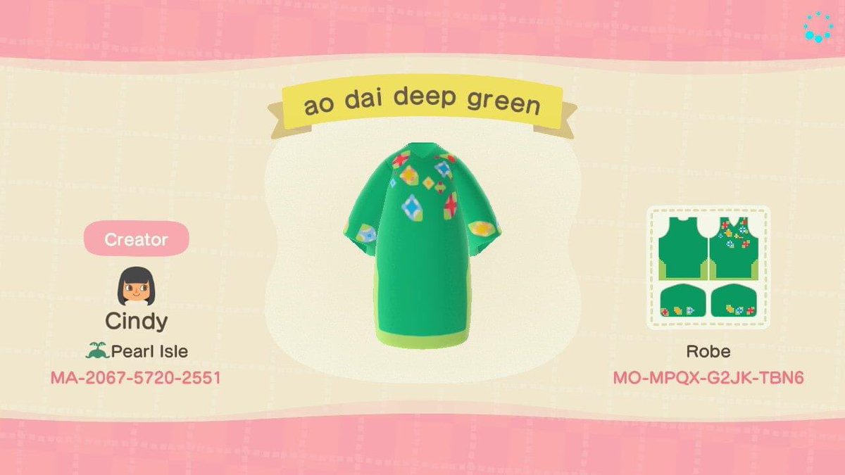 cindy064's tweet photo. New and fresh Ao Dai (Vietnamese) dresses! Check me out for more designs 🥰 #aodai #acnhaodai #acnhdesigns #vietnamesedress #aodaiacnh #AnimalCrossingNewHorizons #animalcrossing #propatterns https://t.co/zi768Pkxuk
