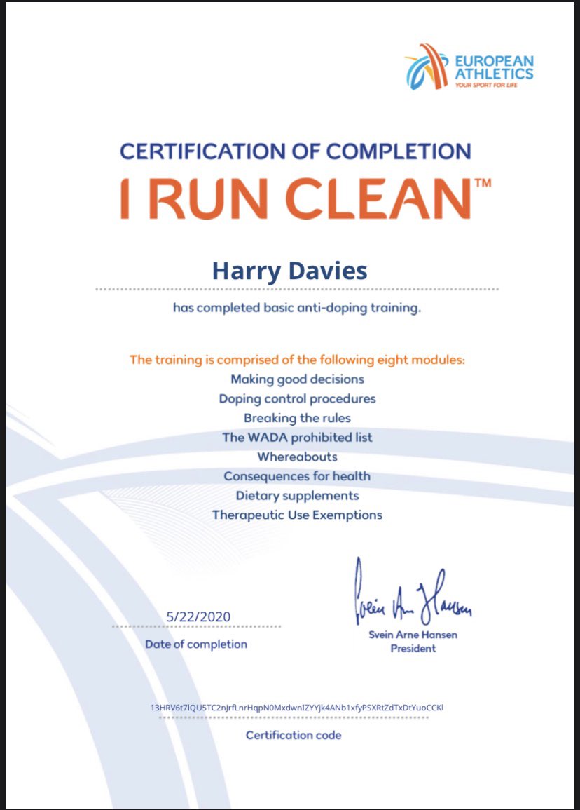 #irunclean diploma completed! @WelshAthletics  @AcNeath