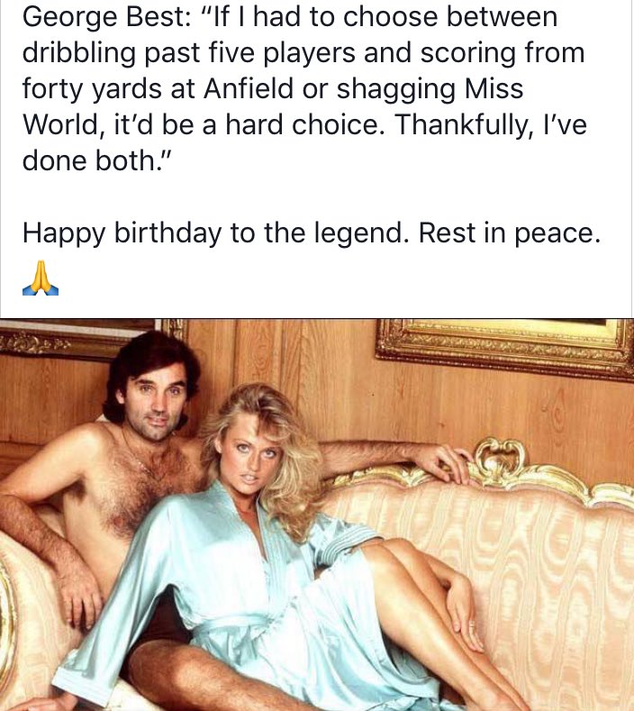 Happy birthday George Best.
This quote is on a different level. Legend. 