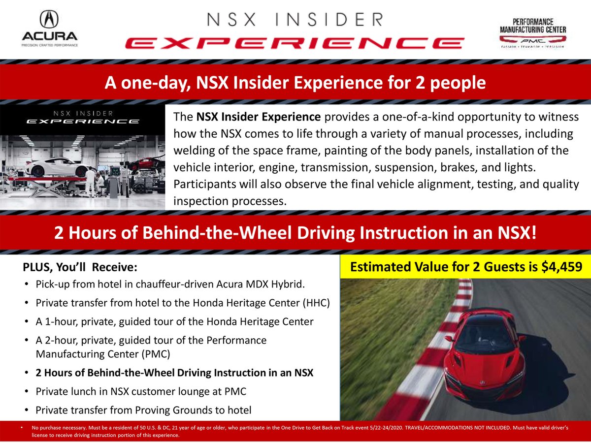 Don’t miss your chance to get behind the wheel of an @Acura NSX. Place your bid today for this incredible experience and help support the fight against COVID-19. 🏁 Bid Now: bit.ly/2XusPsm #Honda // #BackOnTrack