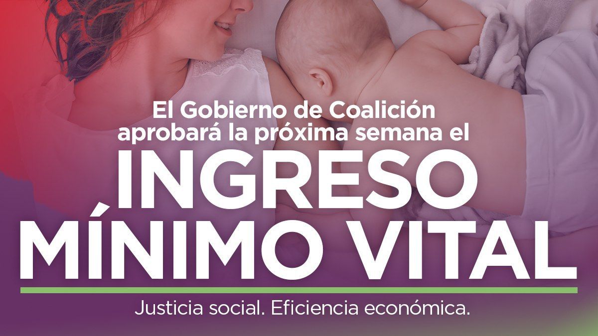 ‼️ El Gobierno de coalición aprobará la semana que viene el Ingreso Mínimo Vital. Justicia social y eficiencia económica para que nadie se quede atrás.
