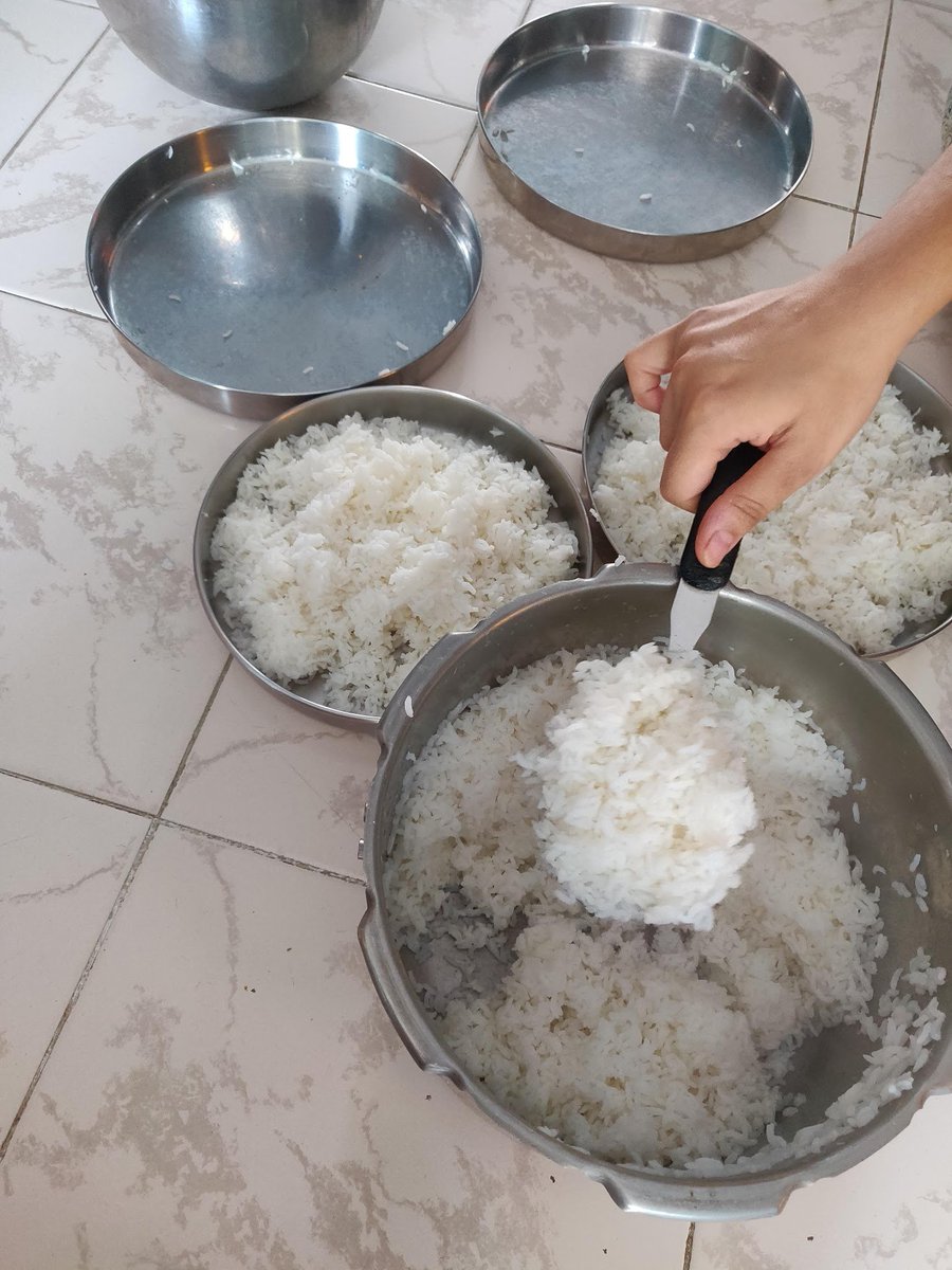 We had a simple weighing scale that helped us measure this out and standardize.  @prasannavika was in charge of washing the rice, putting it to cook and then cooling it down for the mixing process.