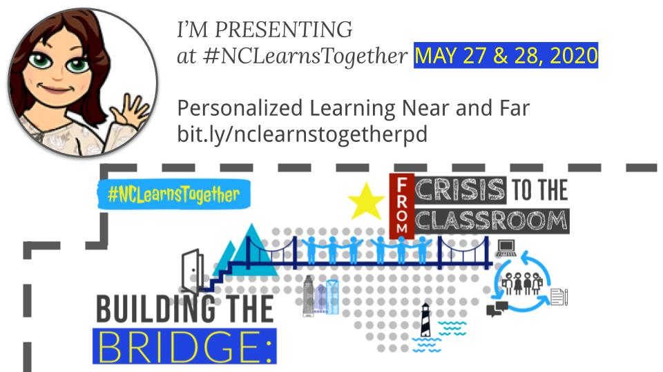 So excited to be presenting at #NCLearnsTogether this week with <a href="/mrsbobbiscott/">Mrs. Bobbi Scott</a> and @KayeWilliams19 Come join us on the 27th (10:00 or 12:00) as we share ideas for Personalized Learning you can apply both in the classroom and for remote/blended learning. bit.ly/nclearnstogeht…