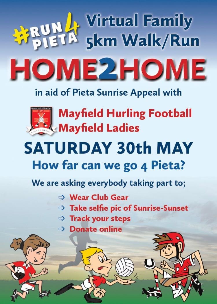 MayfieldGAA's tweet photo. How far will you #Run4Pieta? We’re calling all club members, home and abroad to join in on the day and help us raise some vital funds for Pieta House, Donate Now https://t.co/MhGMr4hqIZ
🔴⚪️🔴⚪️🔴⚪️🔴⚪️🔴⚪️🔴

Donation Buckets also in 
O’Connors Foodhall. 

PLEASE SHARE https://t.co/L6P7iiqaQj